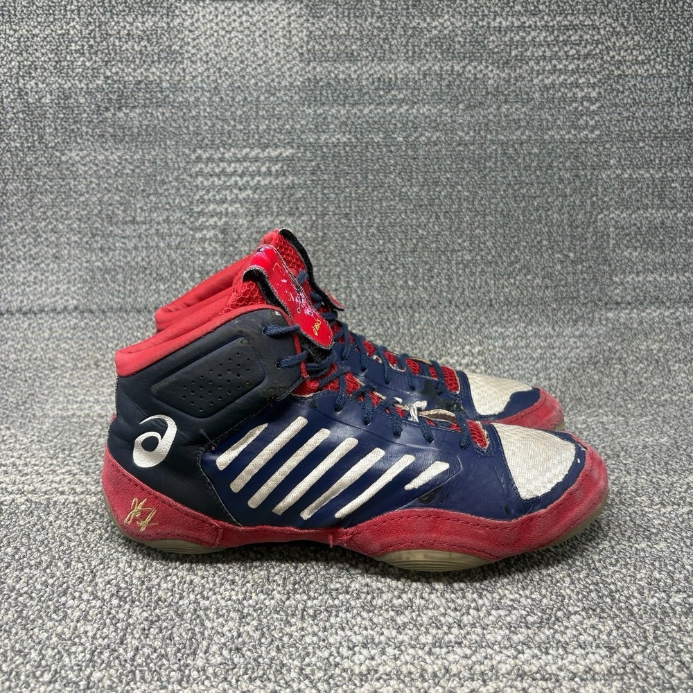 ASICS JB Elite III Wrestling Shoes Jordan Burroughs Red Blue White Mens 9.5 Rare